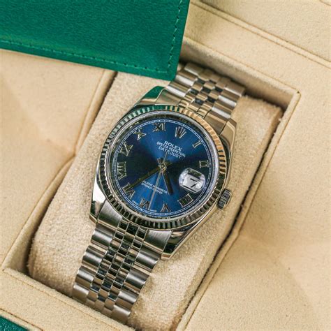 rolex datejust 14k yg sapphire blue roman auto 36mm|Rolex Datejust 36 caliber.